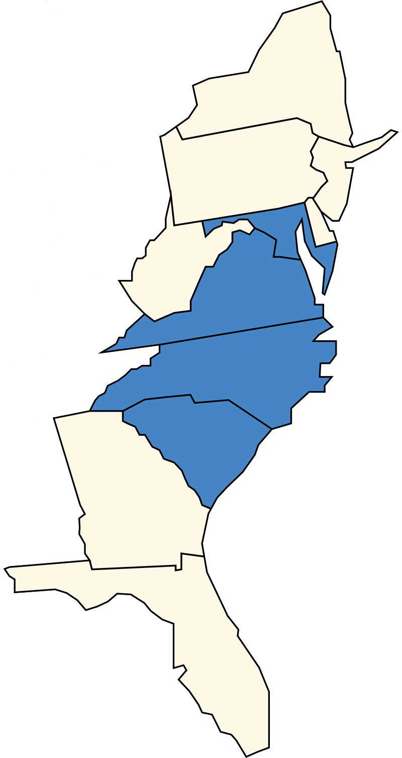 Map of states that BGP services (Maryland, Virginia, North Carolina, South Carolina)